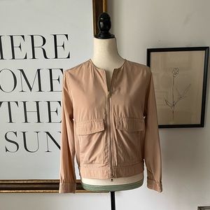 J.Crew Pink Silk Bomber Jacket
